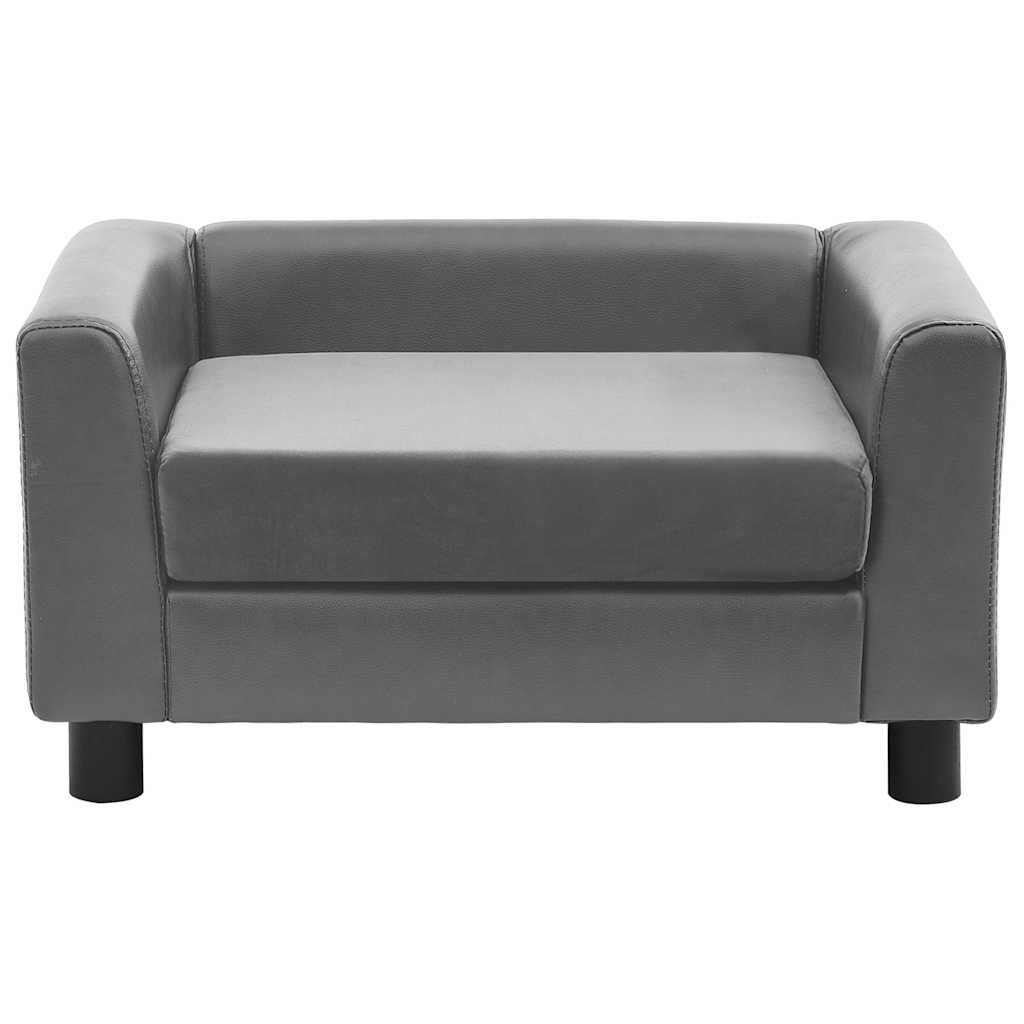 vidaXL Hundesofa Grau 60x43x30 cm Plüsch und Kunstleder - Image 3