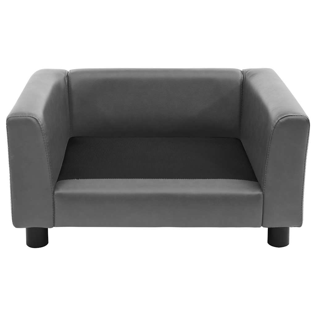 vidaXL Hundesofa Grau 60x43x30 cm Plüsch und Kunstleder - Image 4