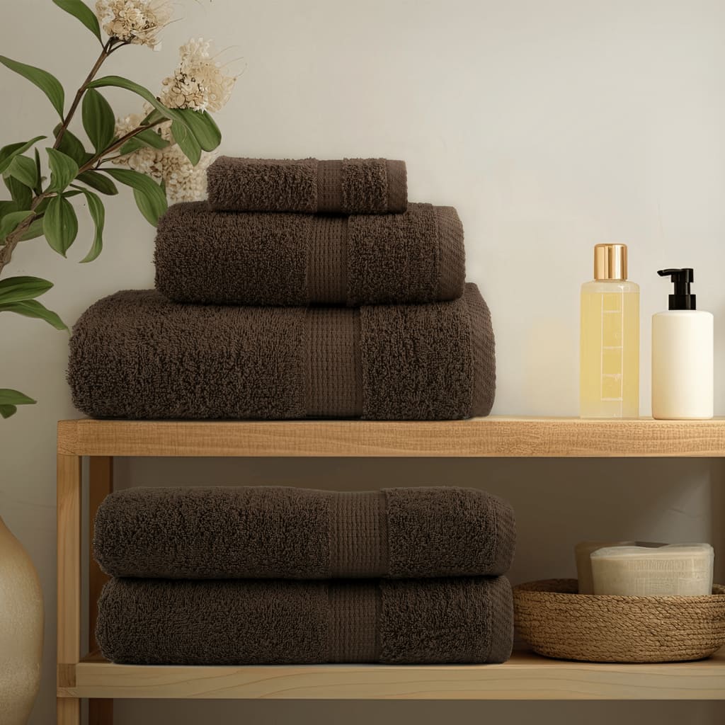 vidaXL 12 tlg. Premium-Handtuch-Set SOLUND Braun 600 g/m² - Image 3