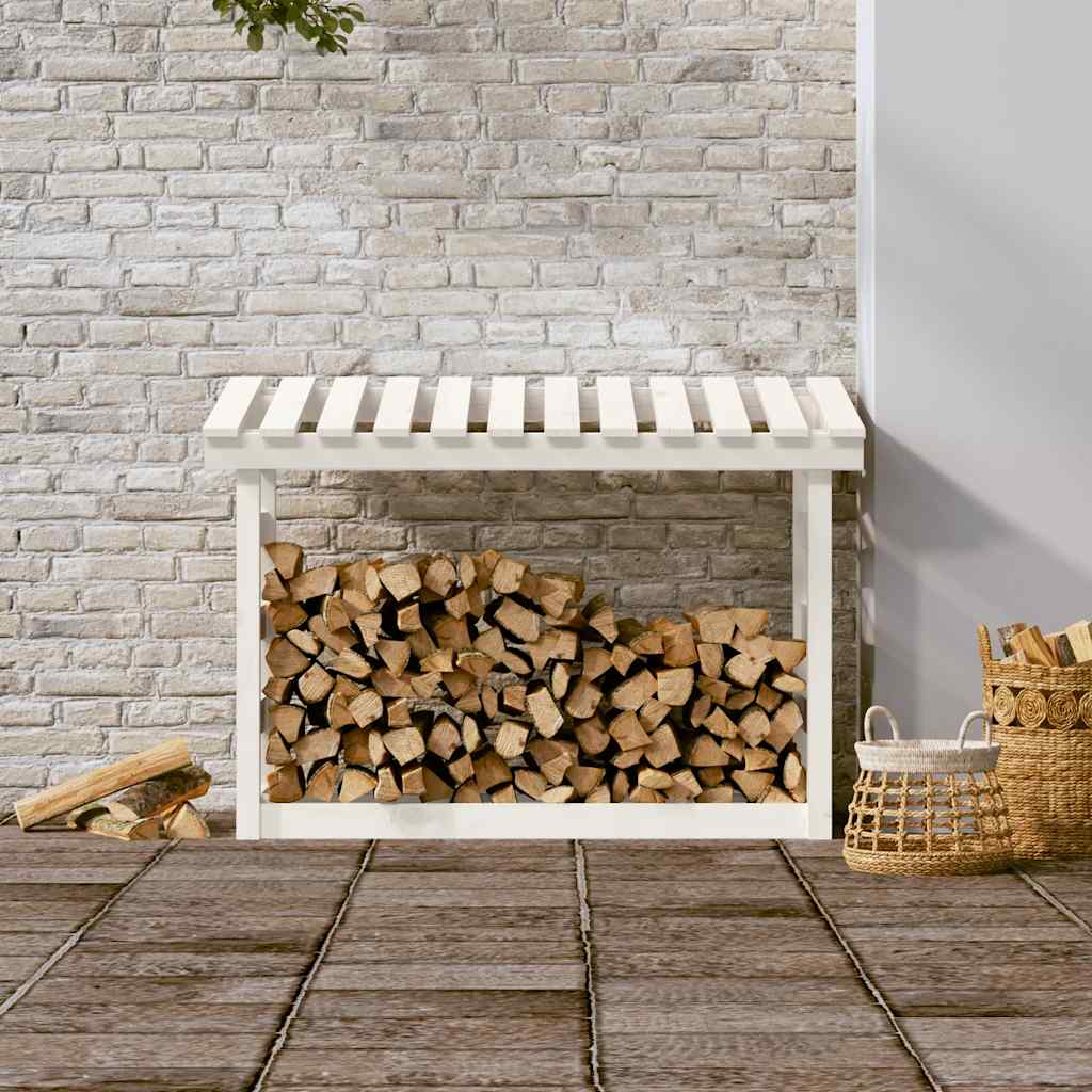 vidaXL Kaminholzregal Weiß 108x64,5x78 cm Massivholz Kiefer - Image 3