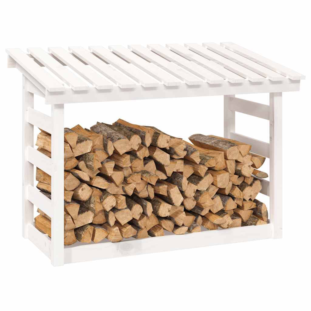vidaXL Kaminholzregal Weiß 108x64,5x78 cm Massivholz Kiefer - Image 4