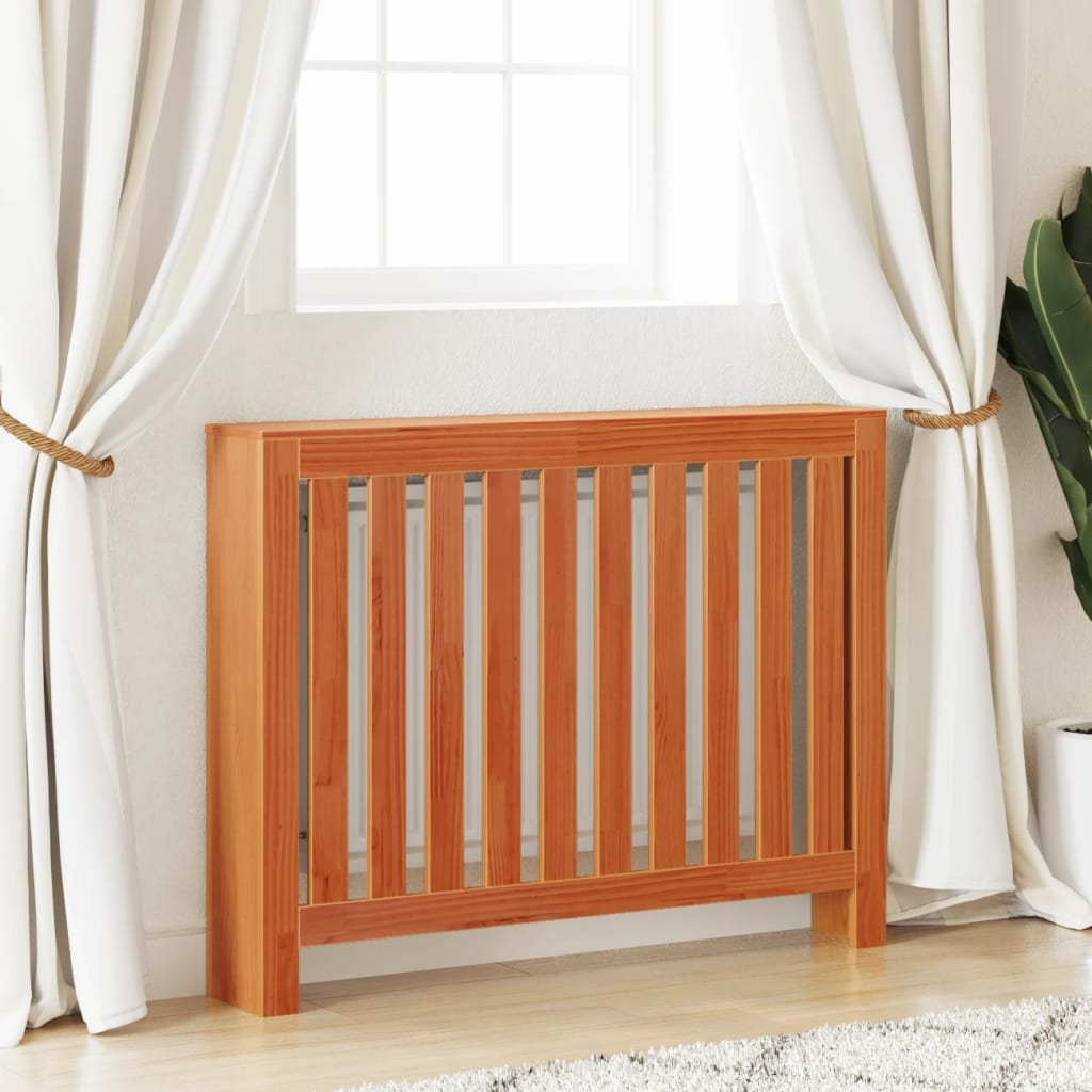 vidaXL Heizkörperverkleidung Wachsbraun 108,5x19x84cm Massivholz - Image 3