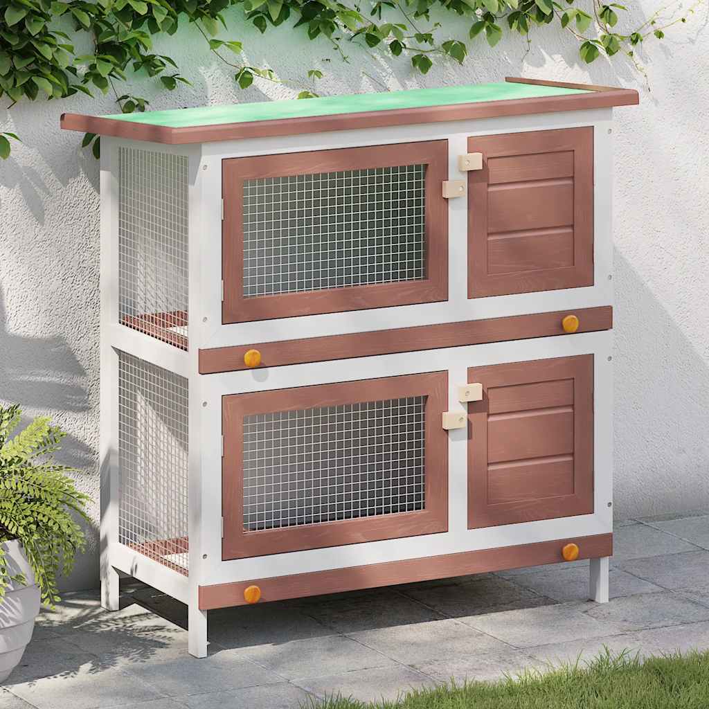 vidaXL Kaninchenstall 4 Türen Rot Holz