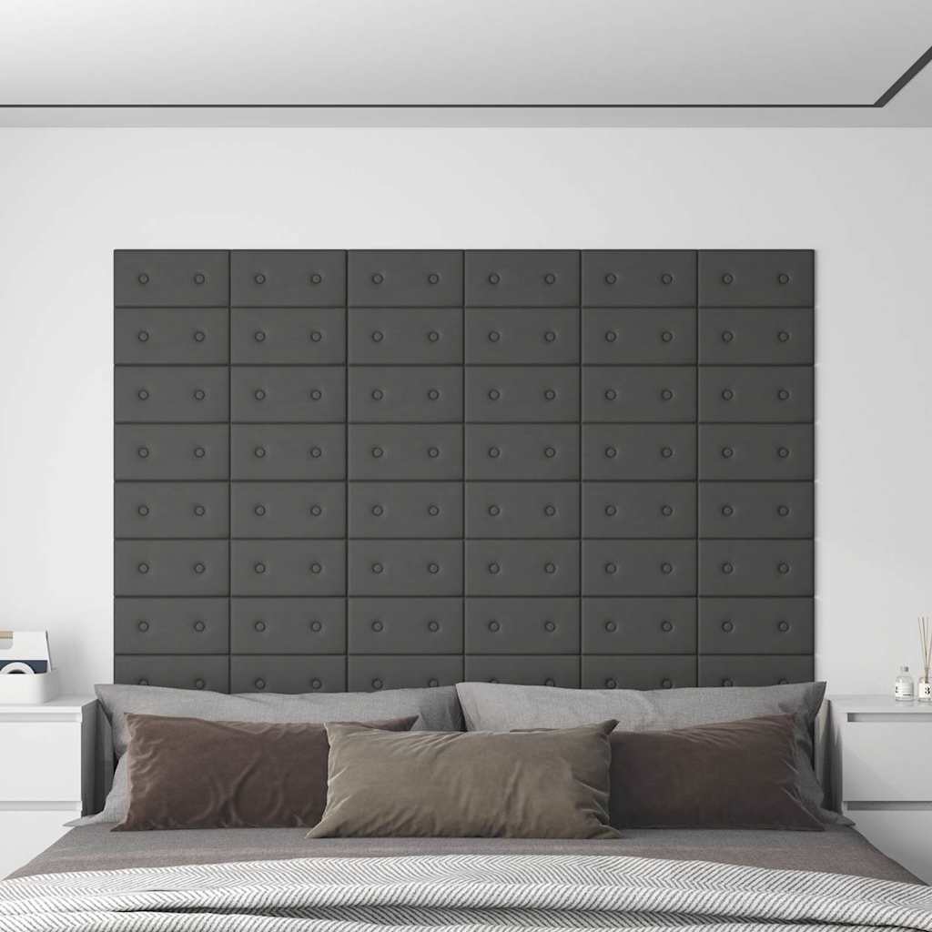 vidaXL Wandpaneele 12 Stk. Grau 30x15 cm Kunstleder 0,54 m²