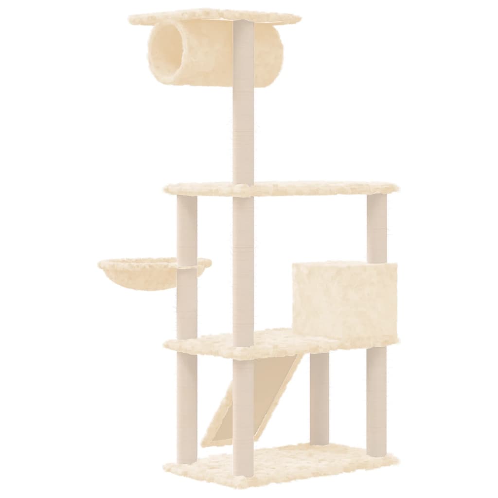 vidaXL Kratzbaum mit Sisal-Kratzsäulen Creme 131 cm - Image 5
