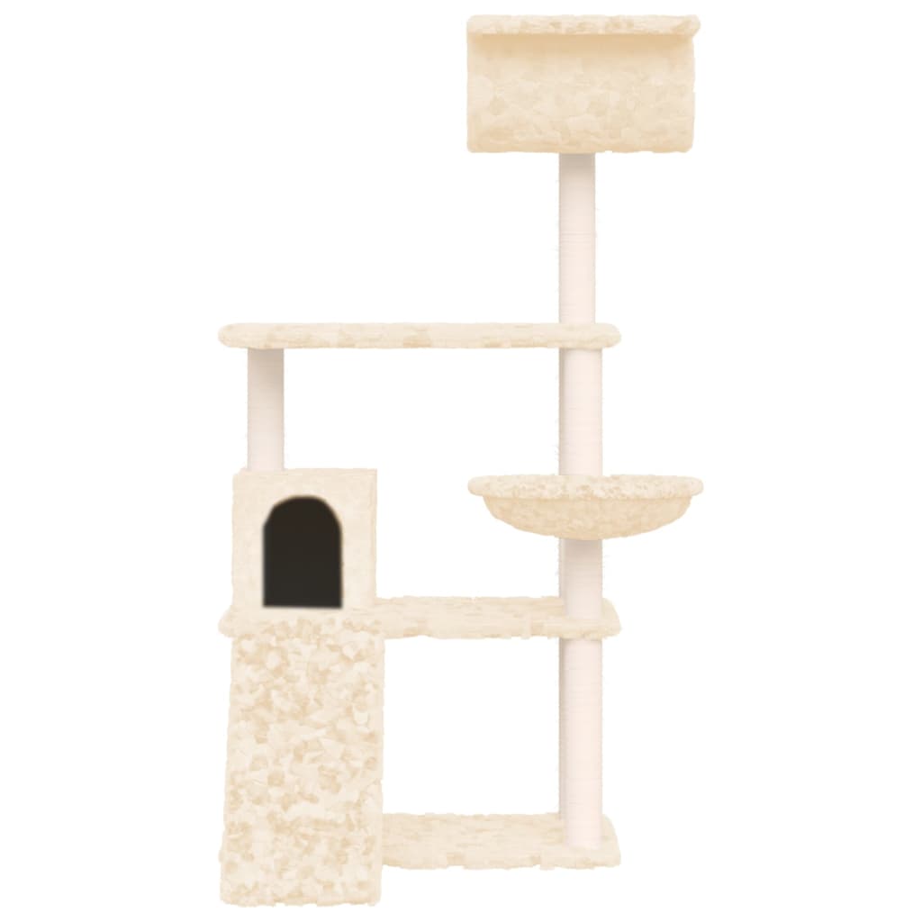 vidaXL Kratzbaum mit Sisal-Kratzsäulen Creme 131 cm - Image 3