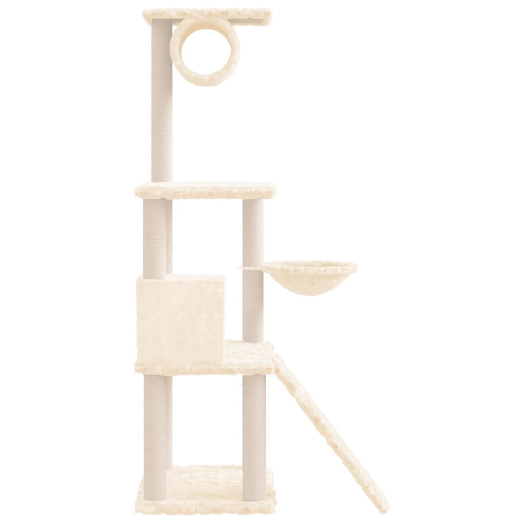 vidaXL Kratzbaum mit Sisal-Kratzsäulen Creme 131 cm - Image 4