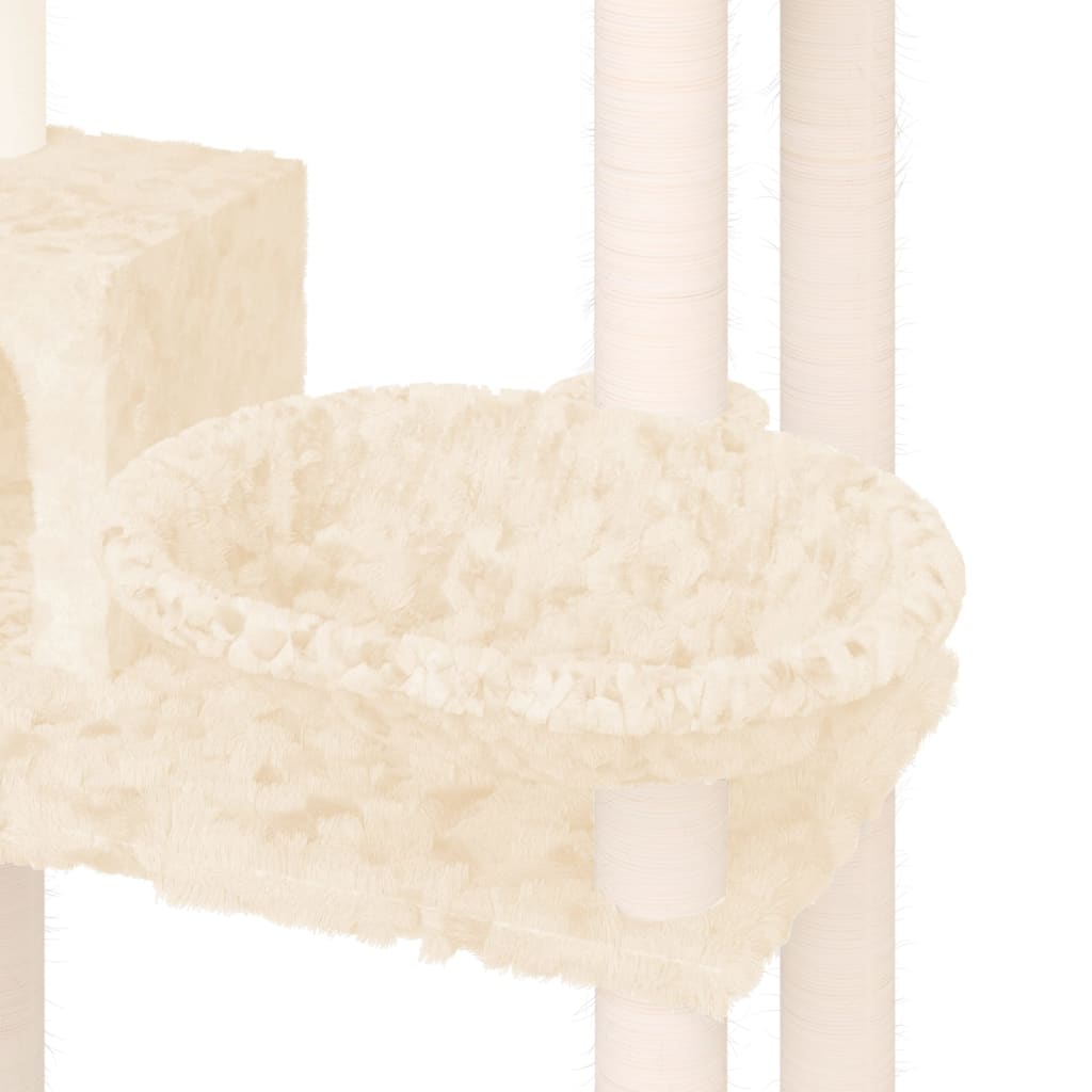 vidaXL Kratzbaum mit Sisal-Kratzsäulen Creme 131 cm - Image 6