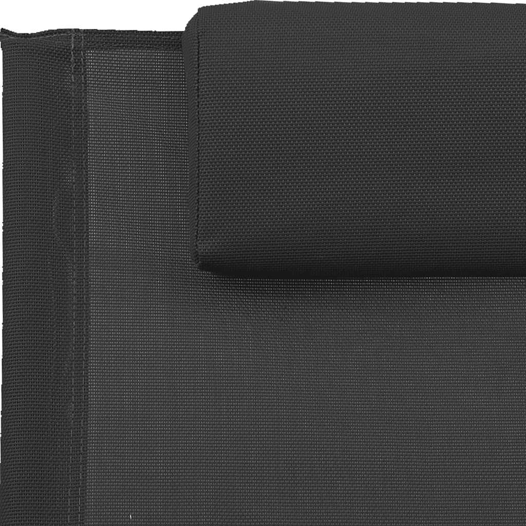 vidaXL Sonnenliege mit Kissen Stahl und Textilene Schwarz - Image 6