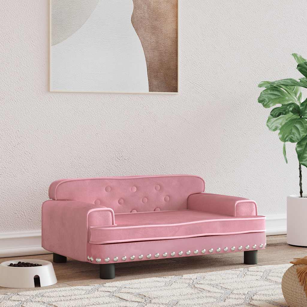 vidaXL Hundebett Rosa 70x45x30 cm Samt