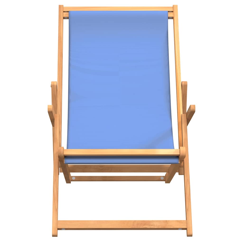 vidaXL Strandstuhl Klappbar Massivholz Teak Blau - Image 3