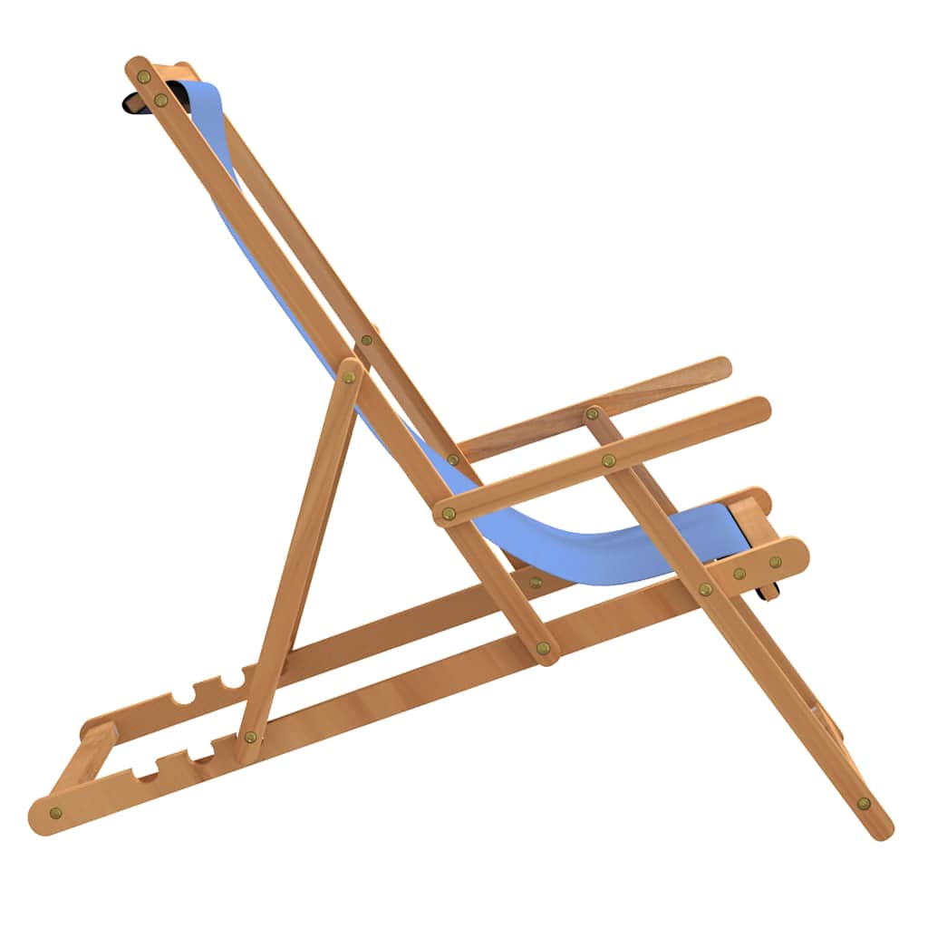 vidaXL Strandstuhl Klappbar Massivholz Teak Blau - Image 4