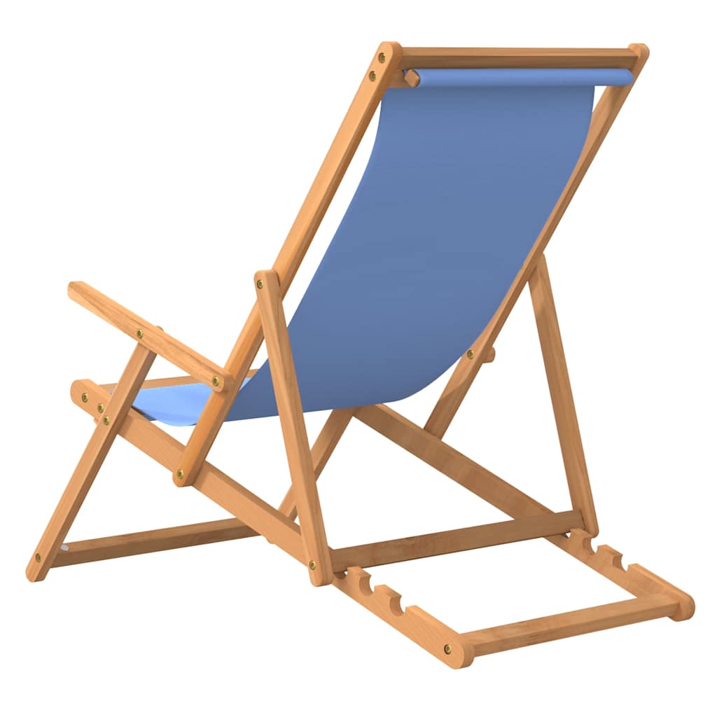 vidaXL Strandstuhl Klappbar Massivholz Teak Blau - Image 5