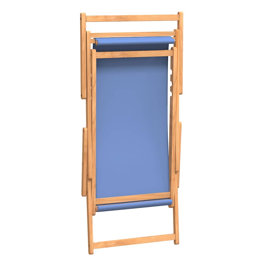 vidaXL Strandstuhl Klappbar Massivholz Teak Blau - Image 6