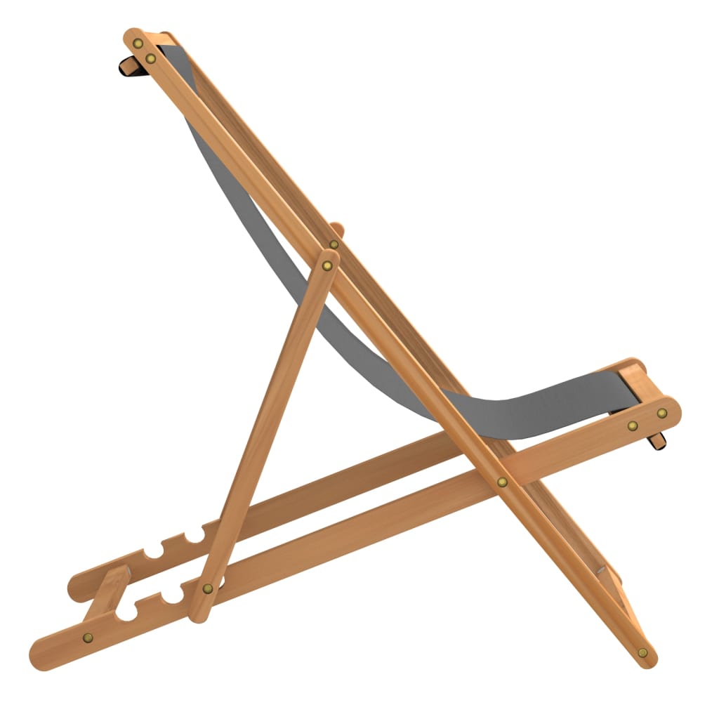 vidaXL Strandstuhl Klappbar Massivholz Teak Grau - Image 4