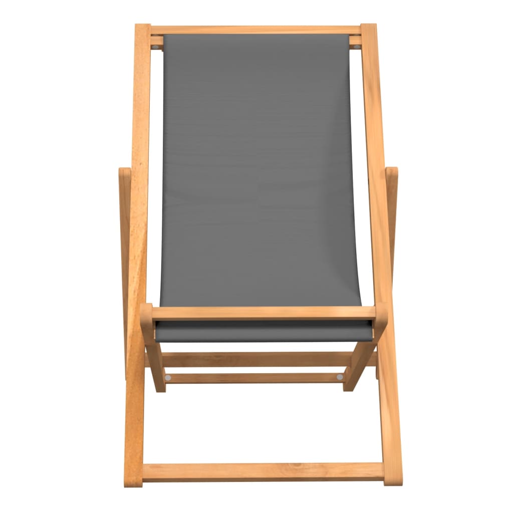 vidaXL Strandstuhl Klappbar Massivholz Teak Grau - Image 3