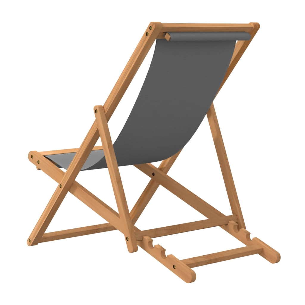 vidaXL Strandstuhl Klappbar Massivholz Teak Grau - Image 5