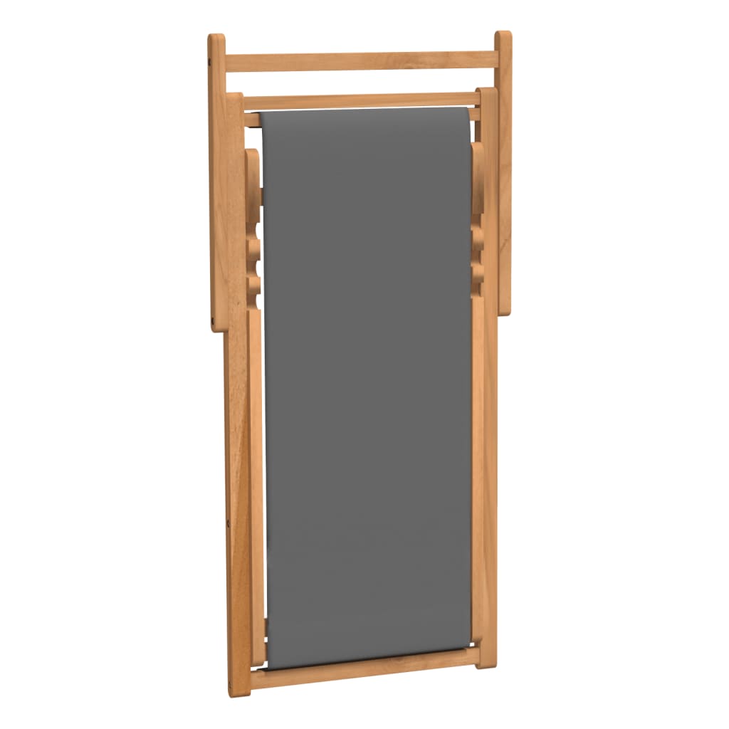 vidaXL Strandstuhl Klappbar Massivholz Teak Grau - Image 6