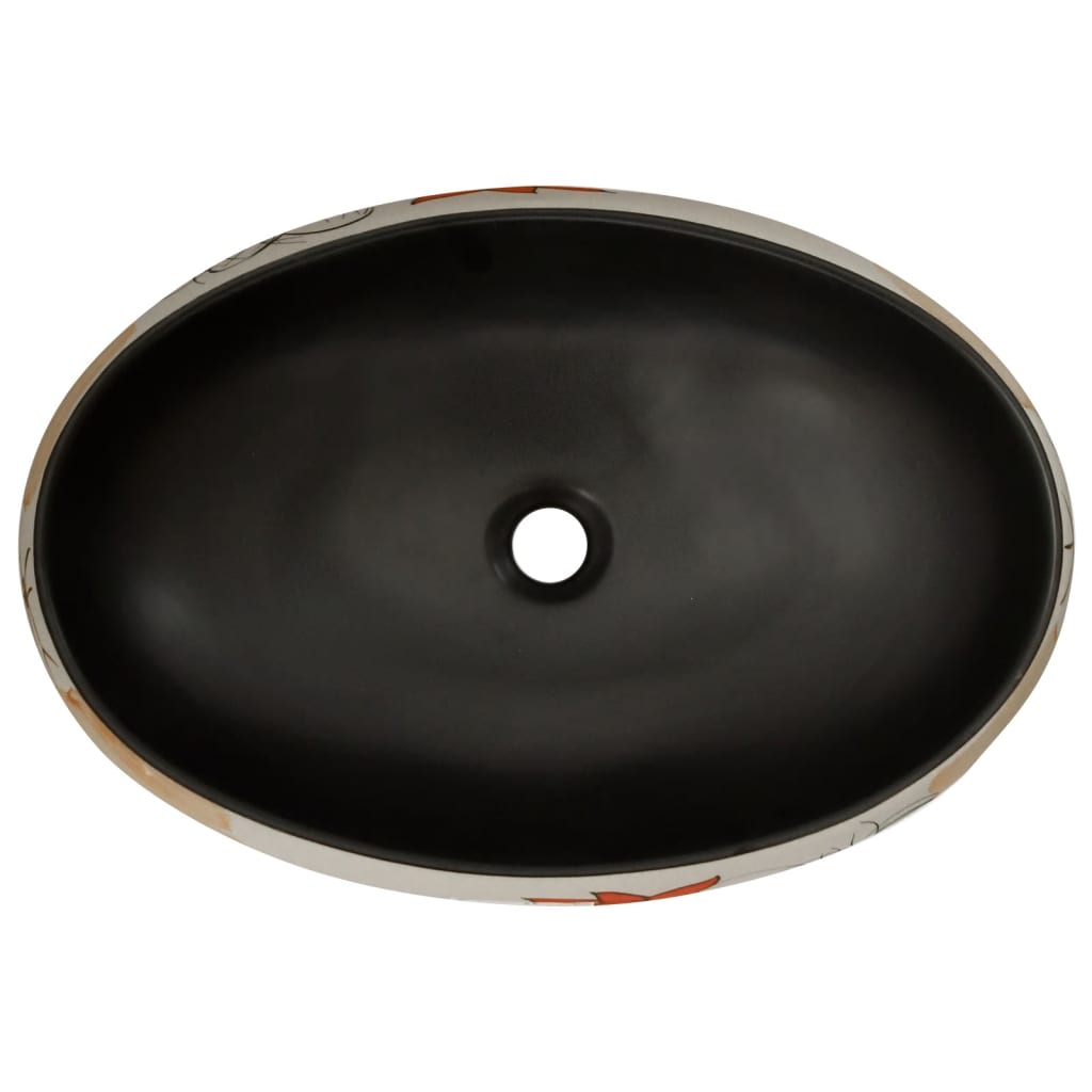 vidaXL Aufsatzwaschbecken Mehrfarbig Oval 59x40x15 cm Keramik - Image 6