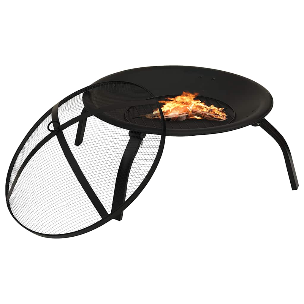vidaXL 2-in-1 Feuerstelle und Grill mit Schürhaken 56x56x49 cm Stahl - Image 3