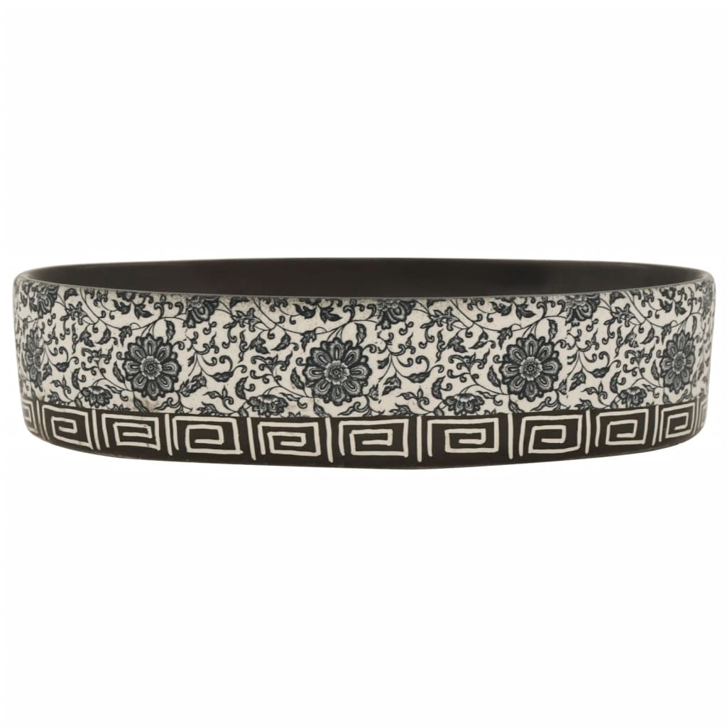 vidaXL Aufsatzwaschbecken Schwarz Blau Oval 56,5x36,5x13,5 cm Keramik - Image 3