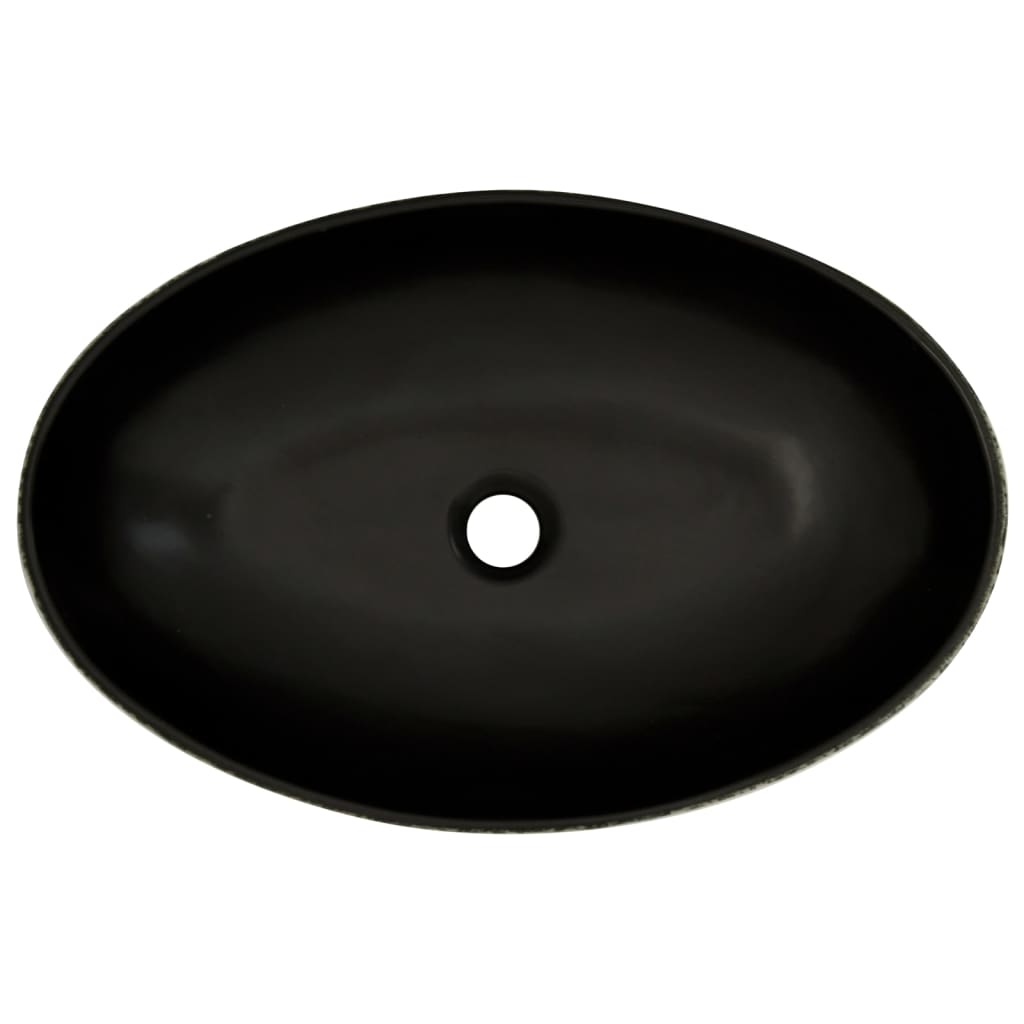vidaXL Aufsatzwaschbecken Schwarz Blau Oval 56,5x36,5x13,5 cm Keramik - Image 6