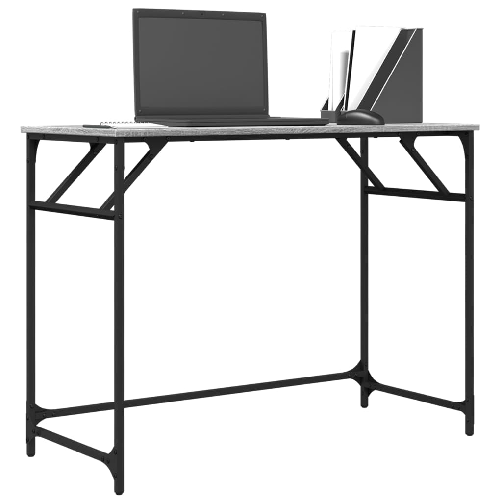 vidaXL Schreibtisch Grau Sonoma 100x45x76 cm Holzwerkstoff und Stahl - Image 4