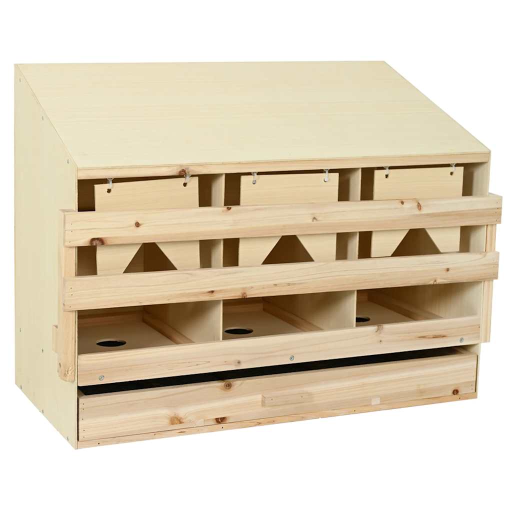 vidaXL Legenest für Hühner 3 Fächer 93x40x65 cm Massivholz Kiefer