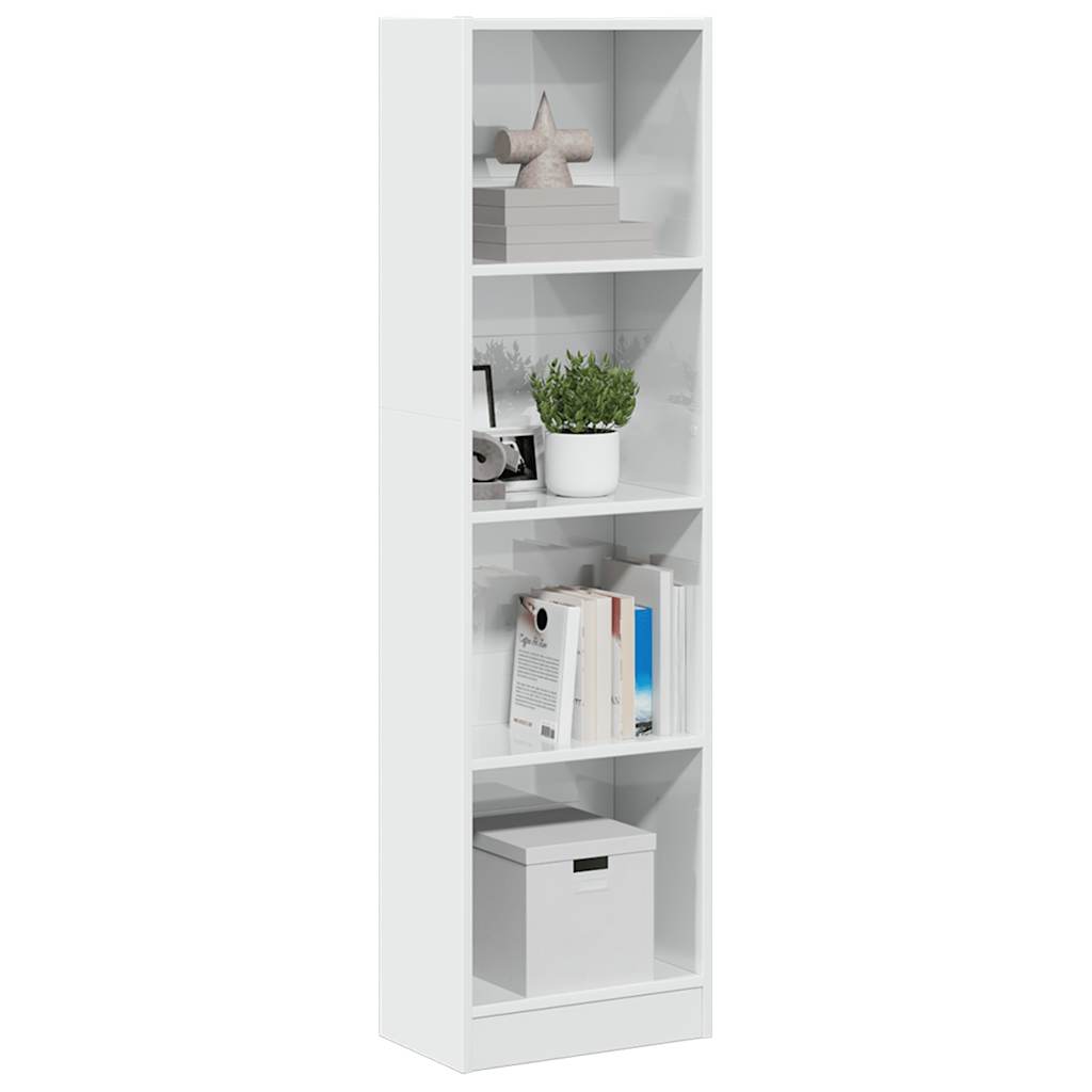 vidaXL Bücherregal Hochglanz-Weiß 40x24x143 cm Holzwerkstoff