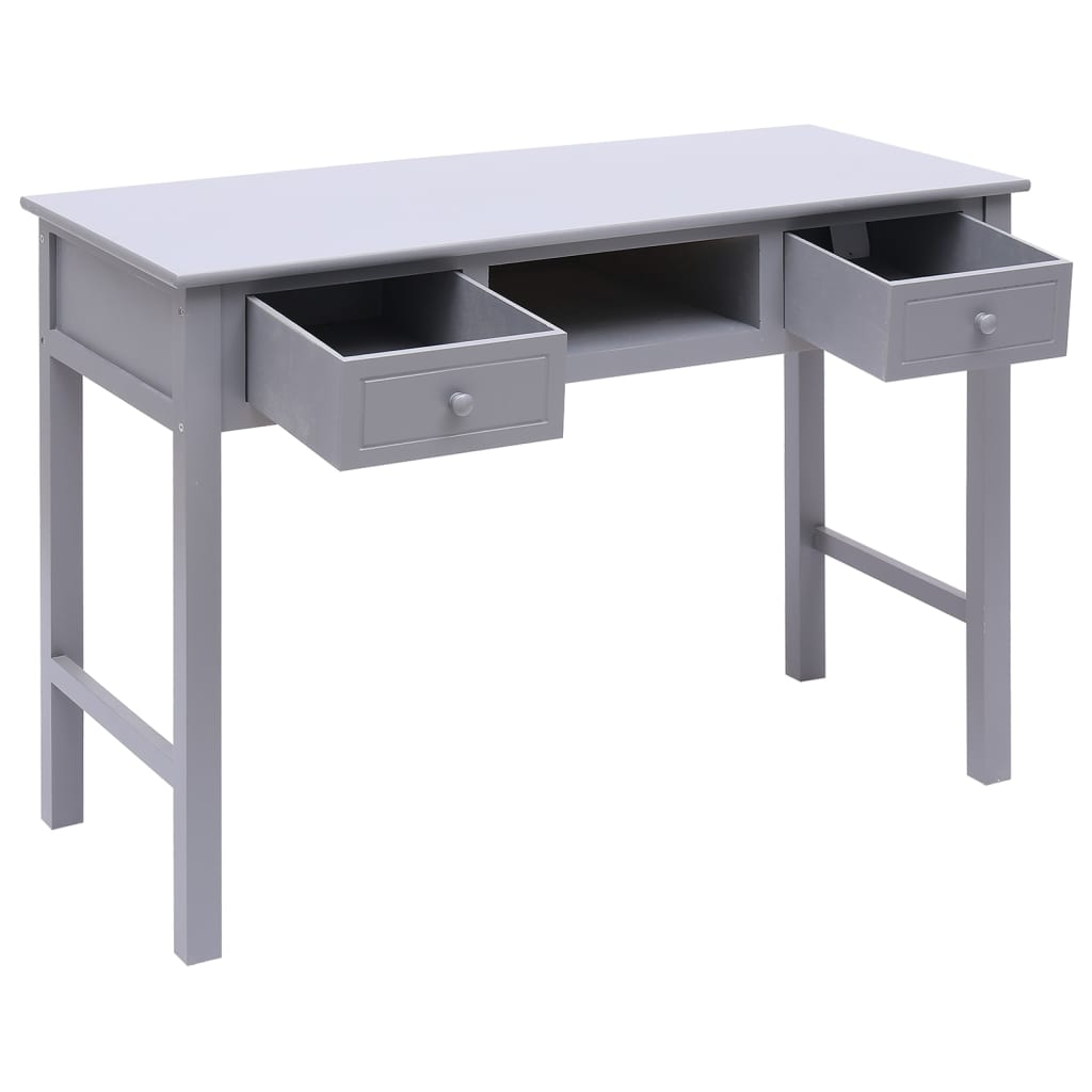 vidaXL Schreibtisch Grau 108x45x76 cm Massivholz Paulownia - Image 3