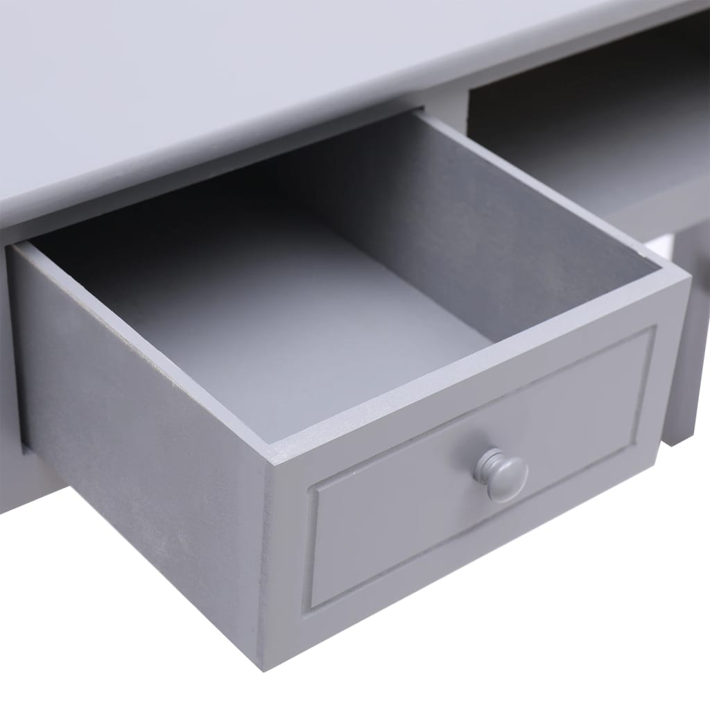 vidaXL Schreibtisch Grau 108x45x76 cm Massivholz Paulownia - Image 6