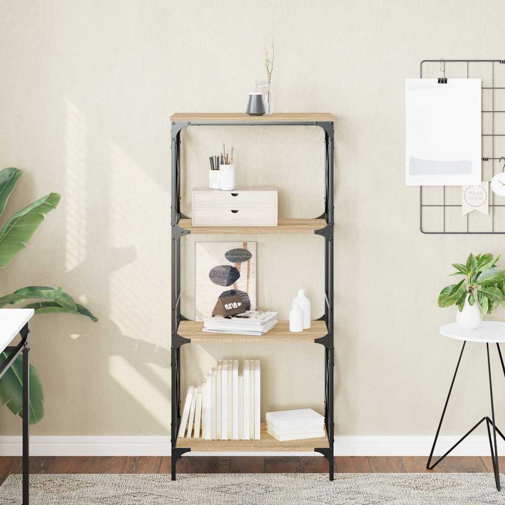 vidaXL Bücherregal 4 Böden Sonoma-Eiche 59x35x132 cm Holzwerkstoff
