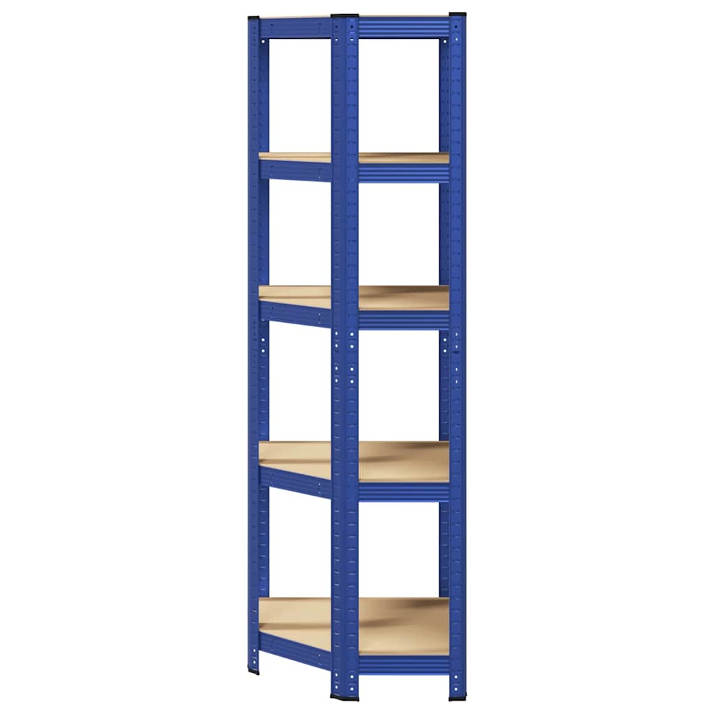 vidaXL Eckregal mit 5 Böden Blau Stahl & Holzwerkstoff - Image 4