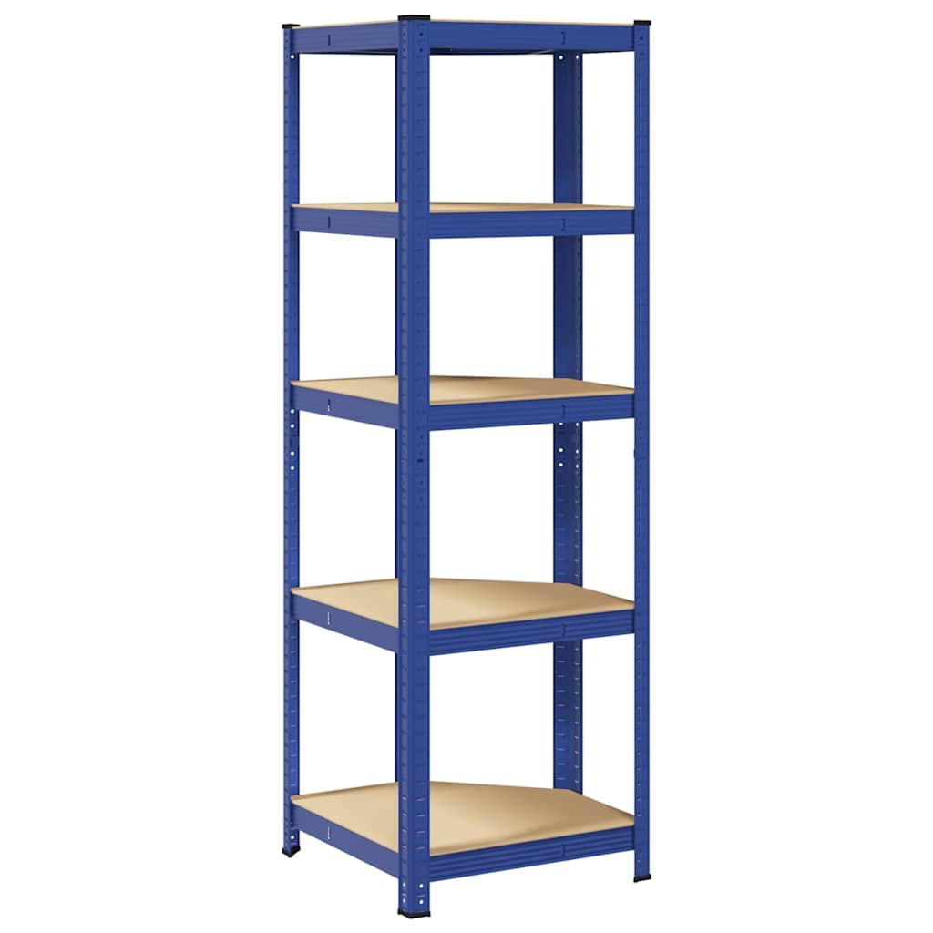 vidaXL Eckregal mit 5 Böden Blau Stahl & Holzwerkstoff - Image 6