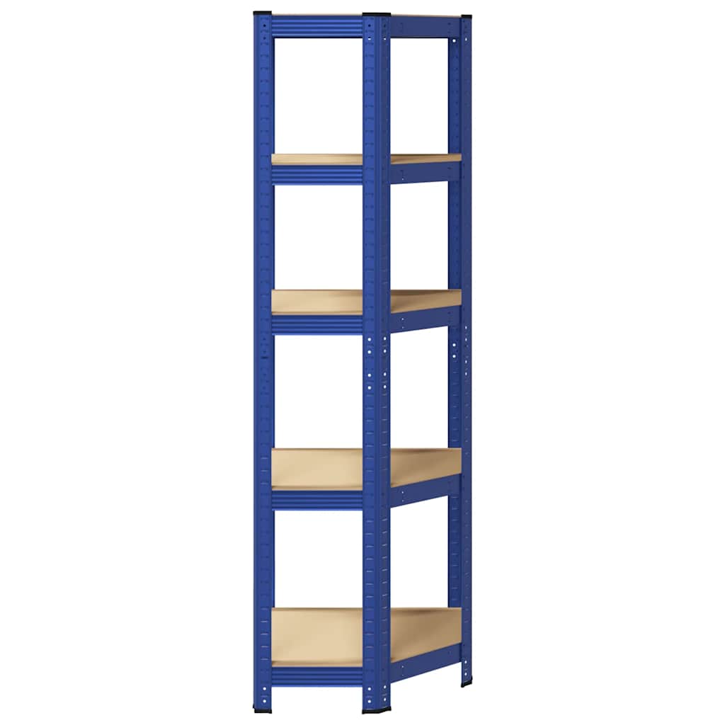 vidaXL Eckregal mit 5 Böden Blau Stahl & Holzwerkstoff - Image 5