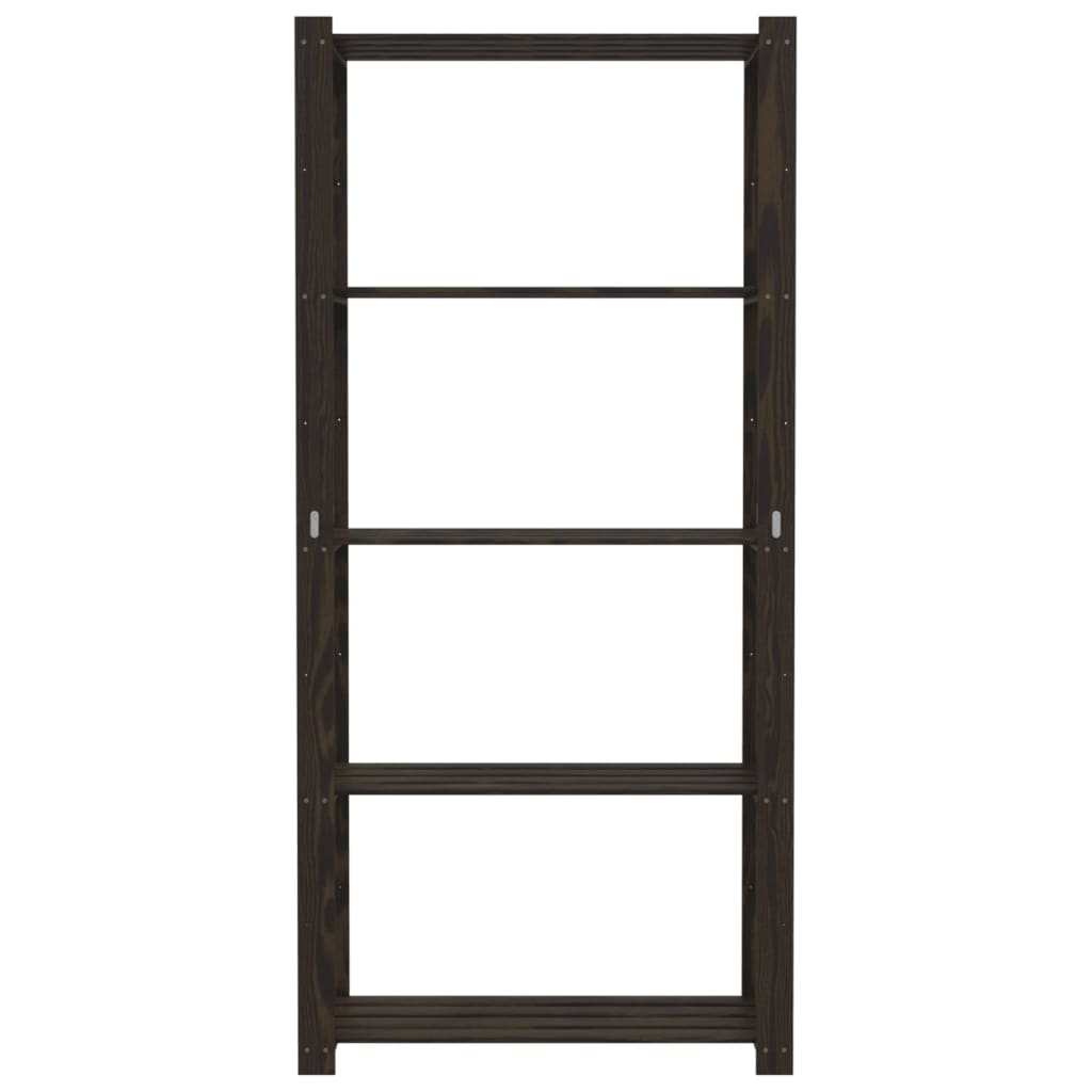 vidaXL Lagerregal mit 5 Böden Schwarz 80x38x170 cm Massivholz Kiefer - Image 3