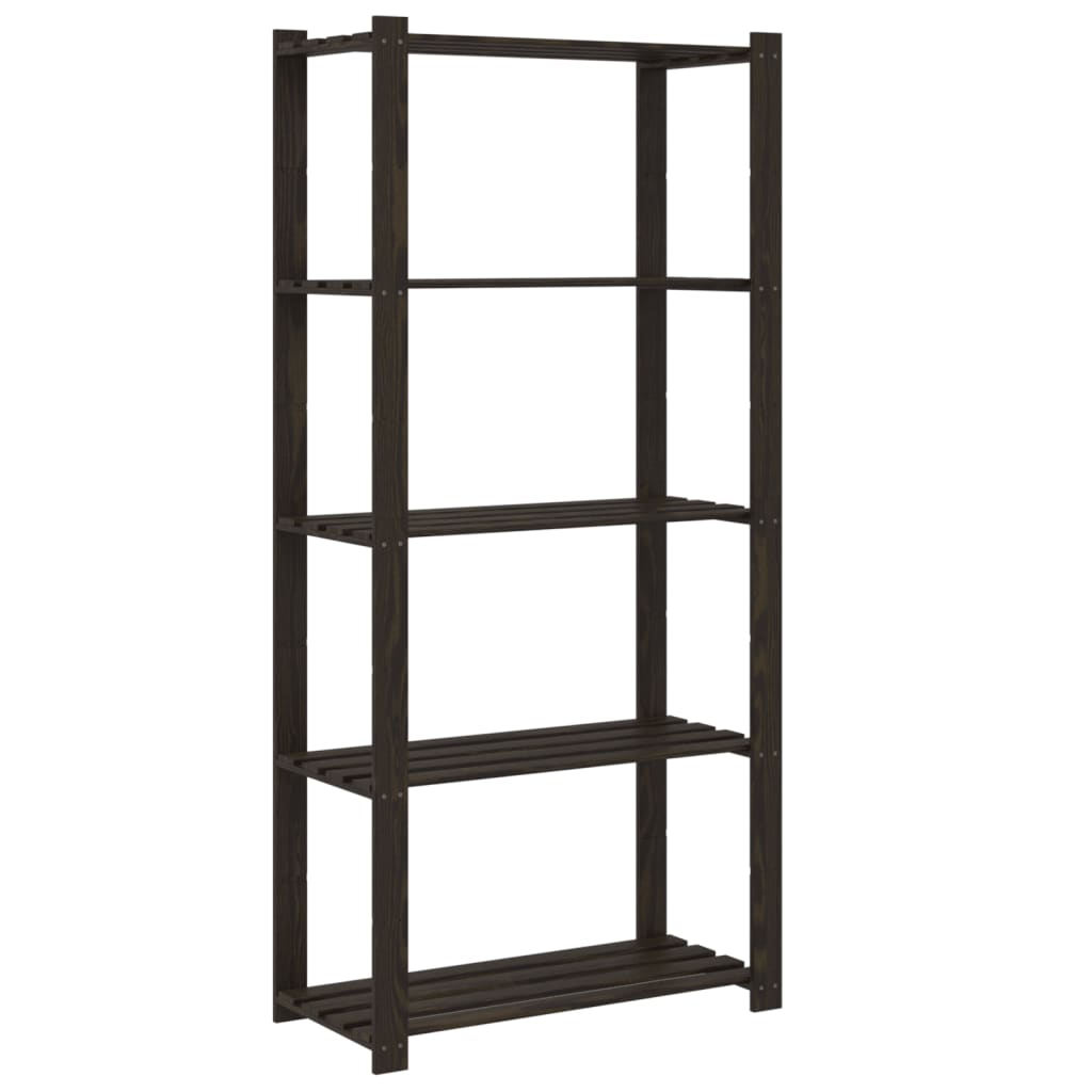 vidaXL Lagerregal mit 5 Böden Schwarz 80x38x170 cm Massivholz Kiefer - Image 5