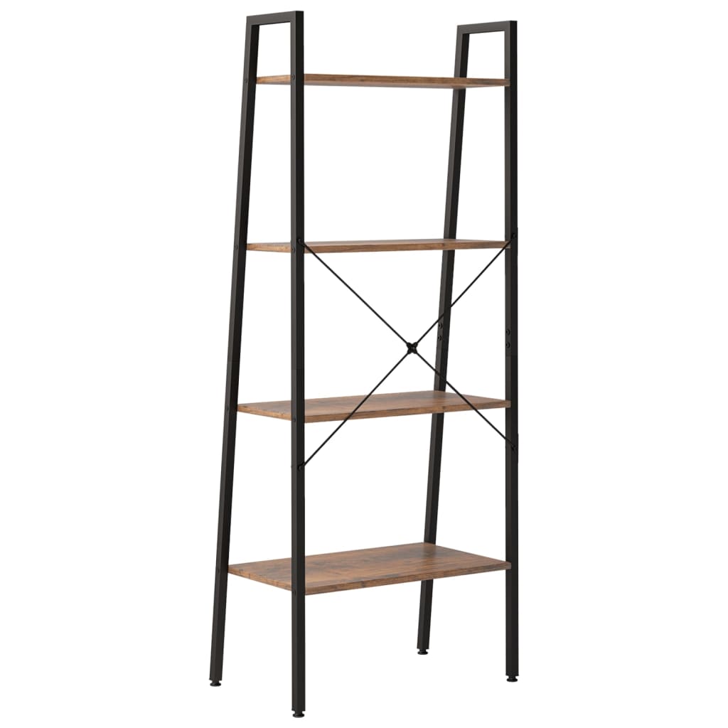 vidaXL Standregal 4 Böden Dunkelbraun und Schwarz 56x35x140 cm - Image 5