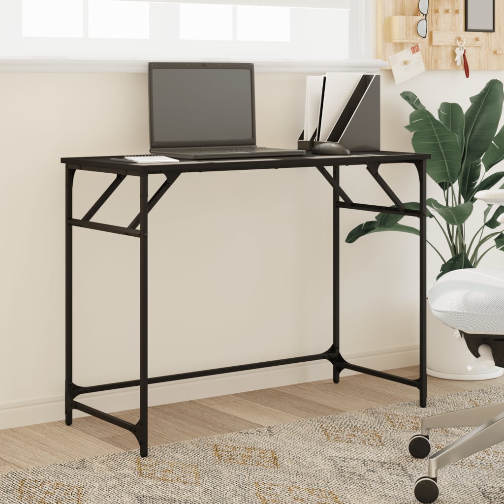 vidaXL Schreibtisch Schwarz 100x45x76 cm Holzwerkstoff und Stahl - Image 3