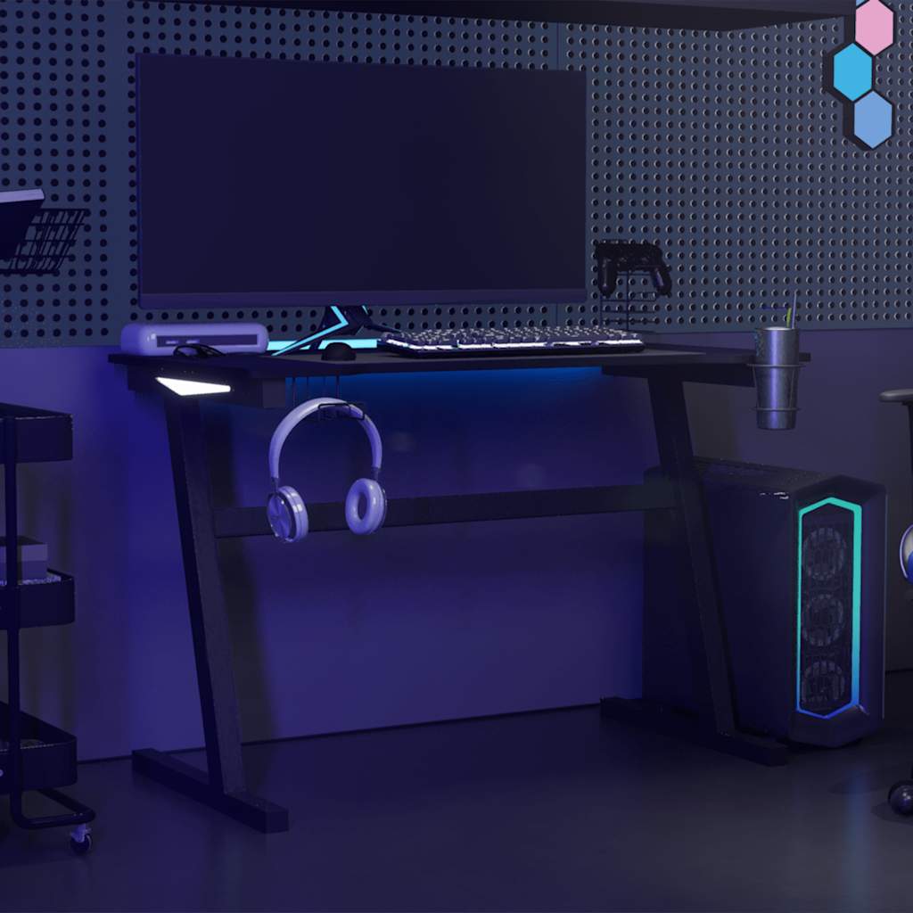 vidaXL Gaming-Schreibtisch mit LED und Z-Gestell Schwarz 110x60x75 cm - Image 3