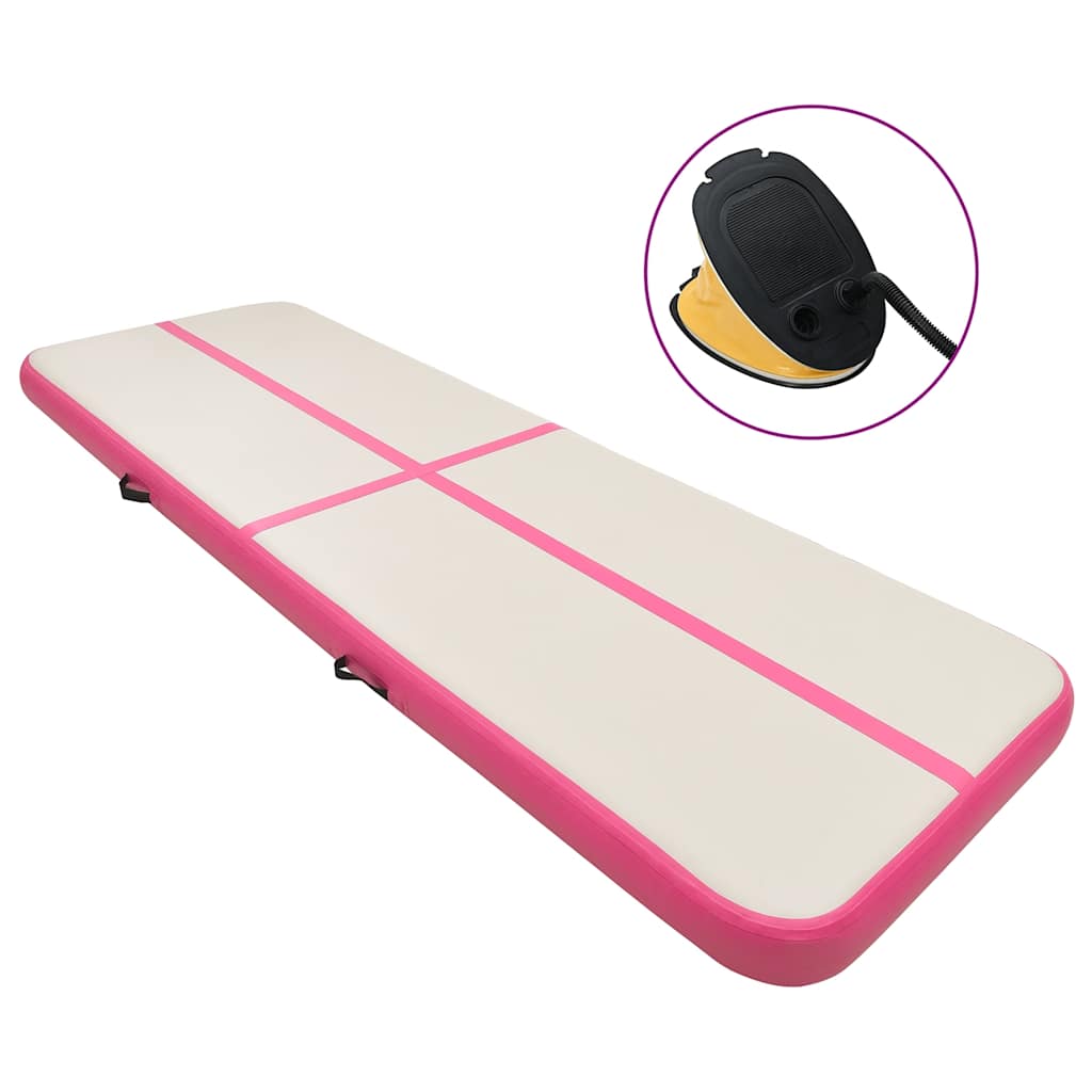vidaXL Aufblasbare Gymnastikmatte mit Pumpe 400x100x20 cm PVC Rosa