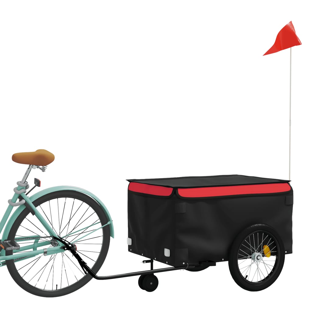 vidaXL Fahrradanhänger Schwarz und Rot 45 kg Eisen - Image 3