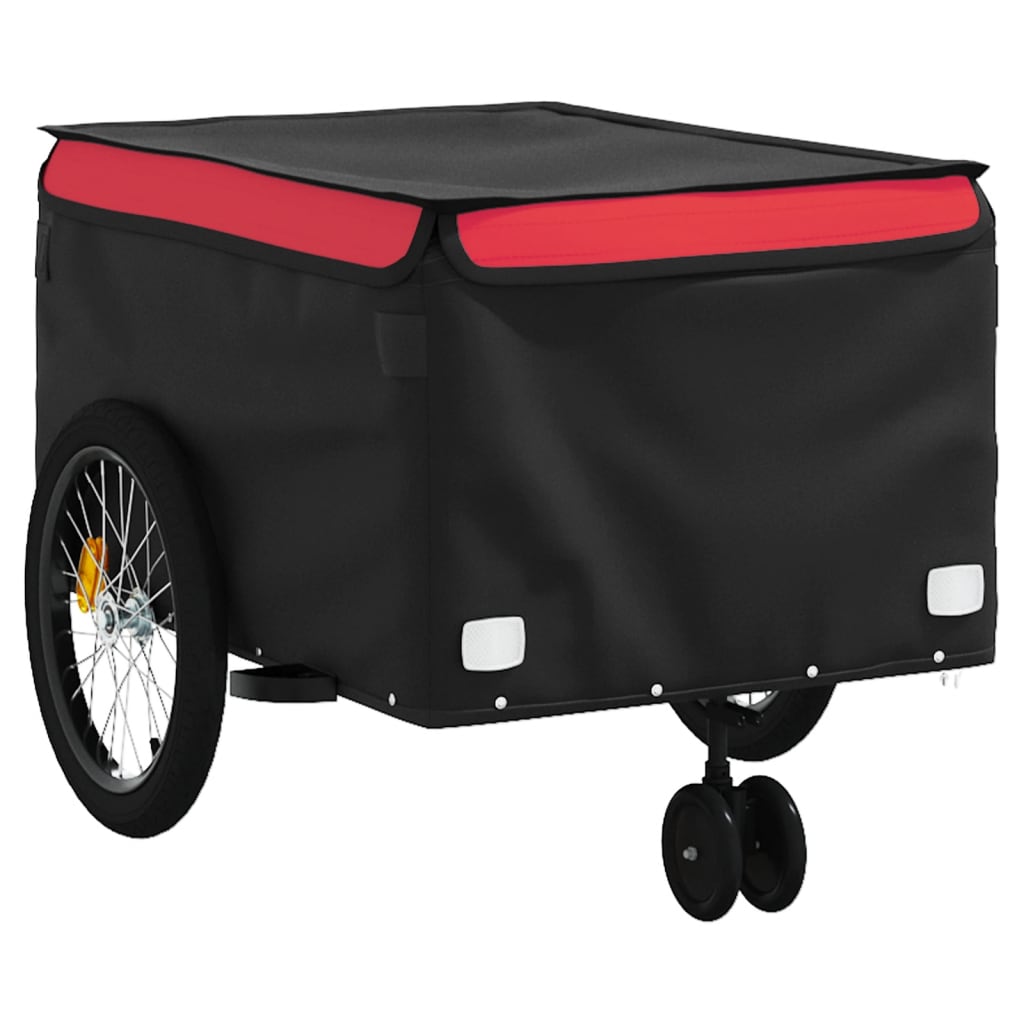 vidaXL Fahrradanhänger Schwarz und Rot 45 kg Eisen - Image 4