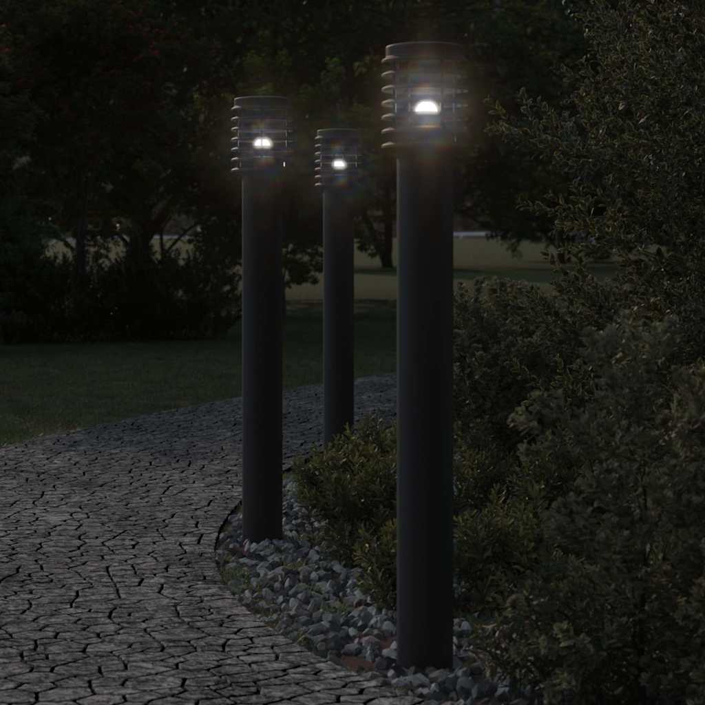 vidaXL Wegeleuchten 3 Stk. Schwarz 110 cm Edelstahl