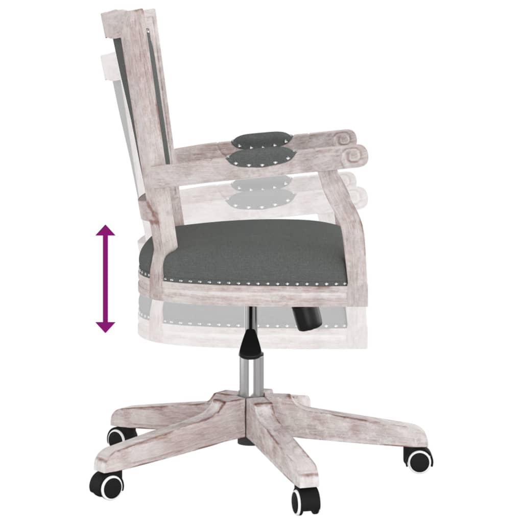 vidaXL Silla de oficina giratoria tela gris oscuro - Image 6