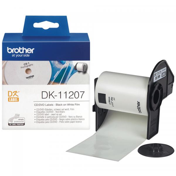 Etichette per Stampante Brother DK-11207 CD/DVD ø 58 mm Nero/Bianco