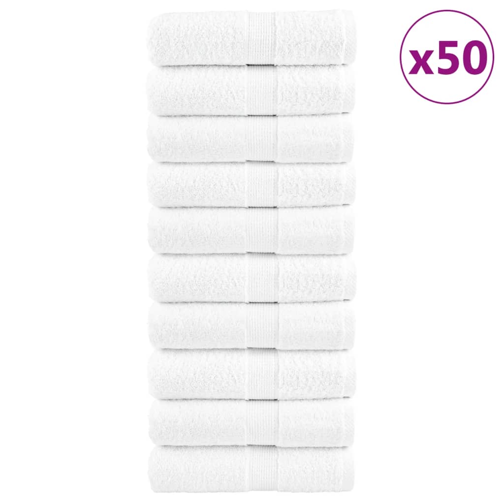 vidaXL Premium-Waschlappen SOLUND 50 Stk Weiß 15x21cm 600 g/m²