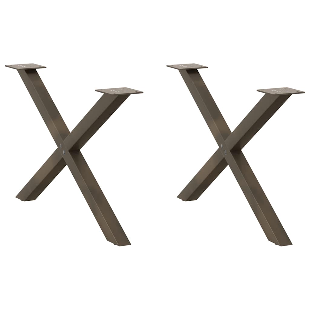 vidaXL Patas para mesa de centro en forma de X (2 unidades), acero natural, 70 x (42-43) cm.
