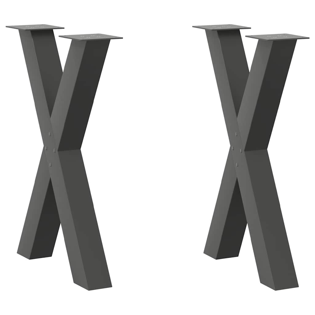 vidaXL Patas para mesa de comedor en forma de X (2 unidades), antracita, 50 x (72-73) cm, acero