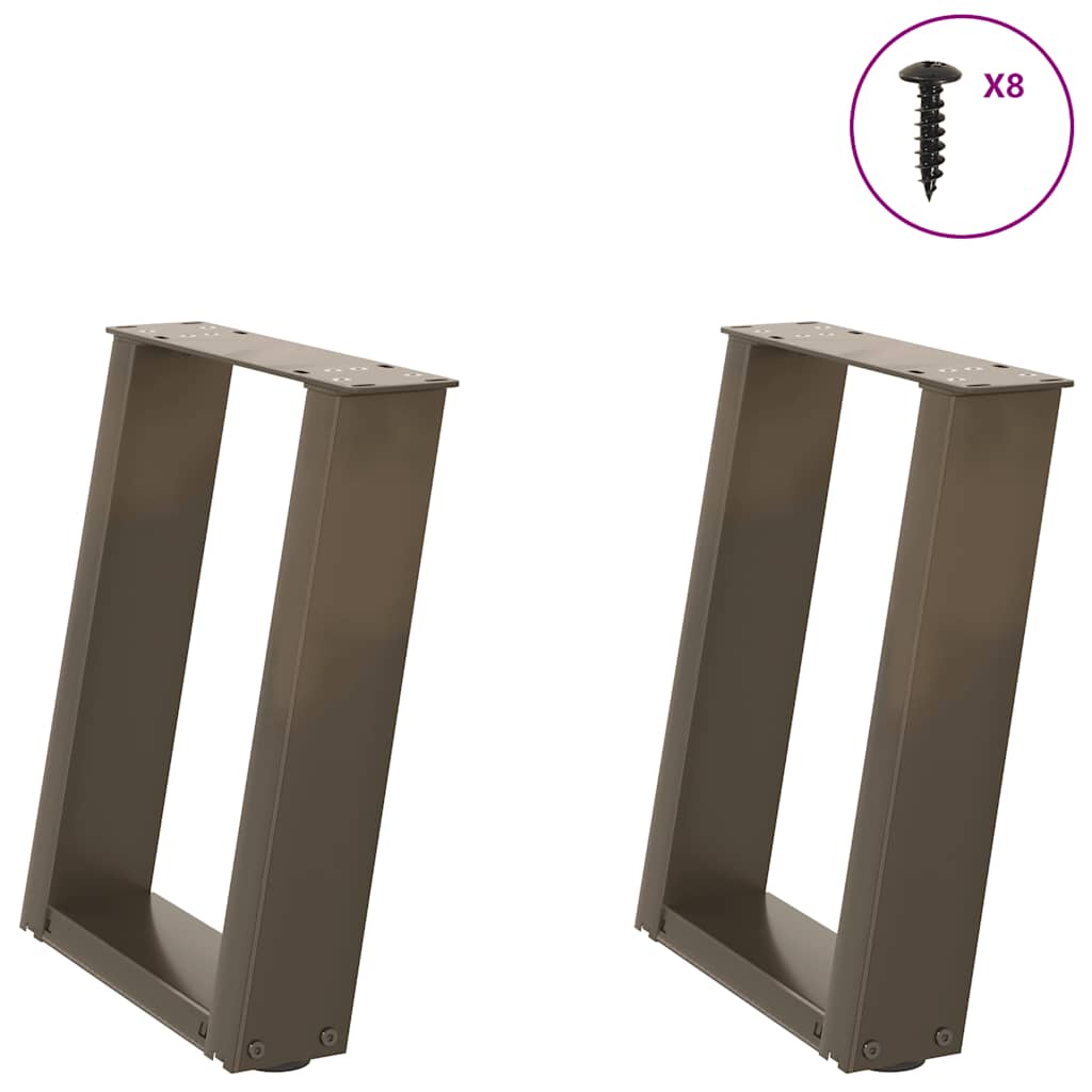 vidaXL Patas para mesa de centro en forma de U (2 unidades, acero natural, 28 x 42-43 cm)